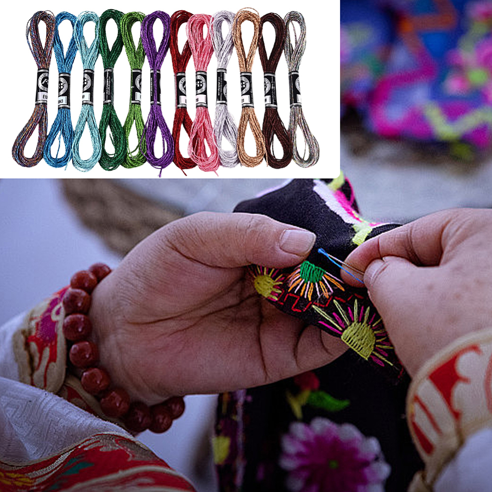 6-Ply Metallic Polyester Embroidery Floss for Crafts