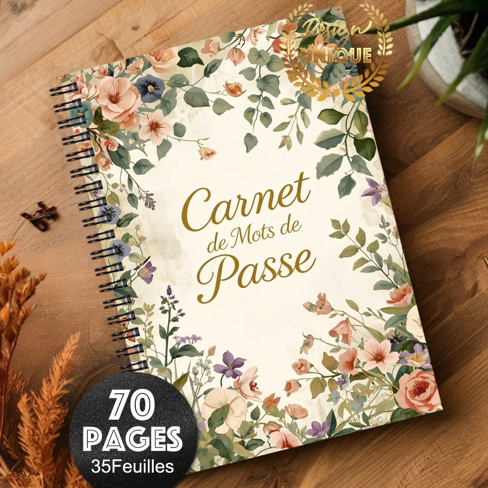 TEMU Carnet de de passe en langue française, 1 pièce, avec motif floral, pour enregistrer les informations de Internet et ordinateur ( d'utilisateur