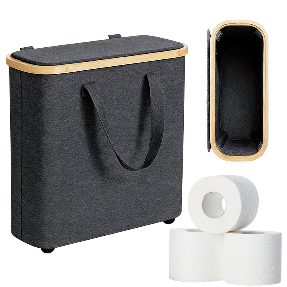 30l Large Storage Basket Cover Handle Paper Towel Box Foldable Bucket For Toilet Roll Towels Book Clothing Space , Bathroom Additions Bathroom Bedroom Living Room Home Organizer Box
