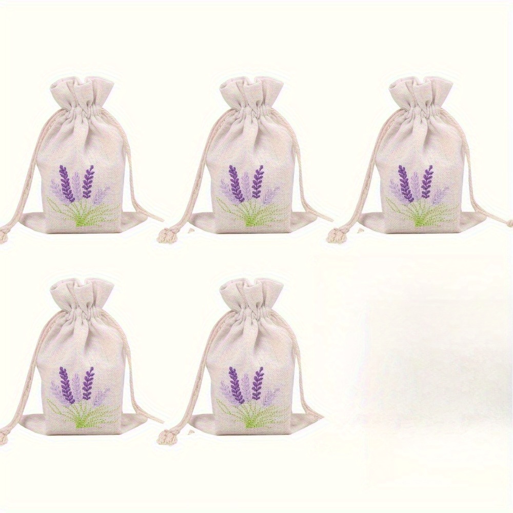 TEMU Borse in Tela Ricamata con Lavanda, 5 Pezzi - Chiusura con Coulisse, Riempimento di Lavanda - Ideali per Gioielli, Bomboniere, Matrimoni, Docce,