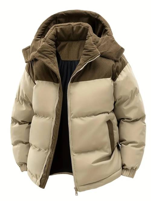 new mens autumn and winter thick corduroy jacket casual warm coat hooded jacket detachable hood warm and cold proof overcoat suitable for daily and formal occasions hand wash design winter formal wear durable material