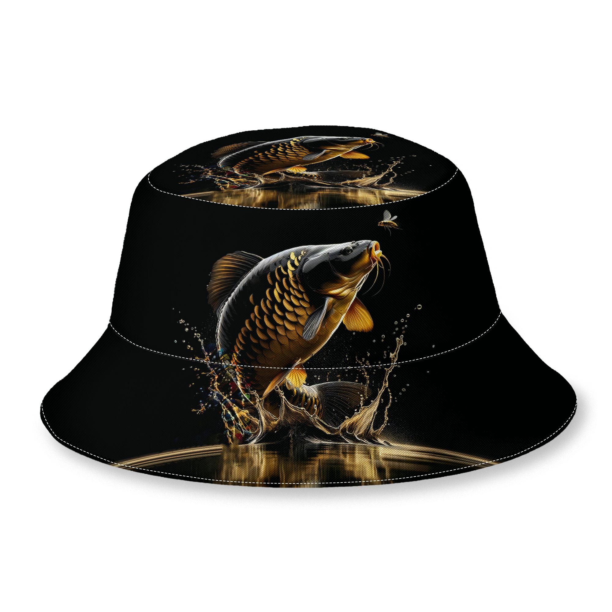 TEMU 2d Print Design Fish Pattern Fashion Outdoor Bucket Hat Unisex Outdoor Street Cap