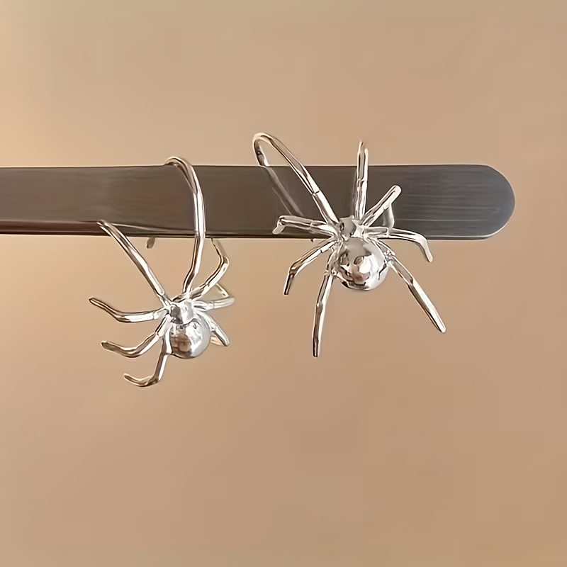 TEMU 925 Sterling Silver Women's Fashion Draped Earrings Retro Spider - Shaped Jewelry With 3d Spider And Ear Dark Style With Vintage Texture And