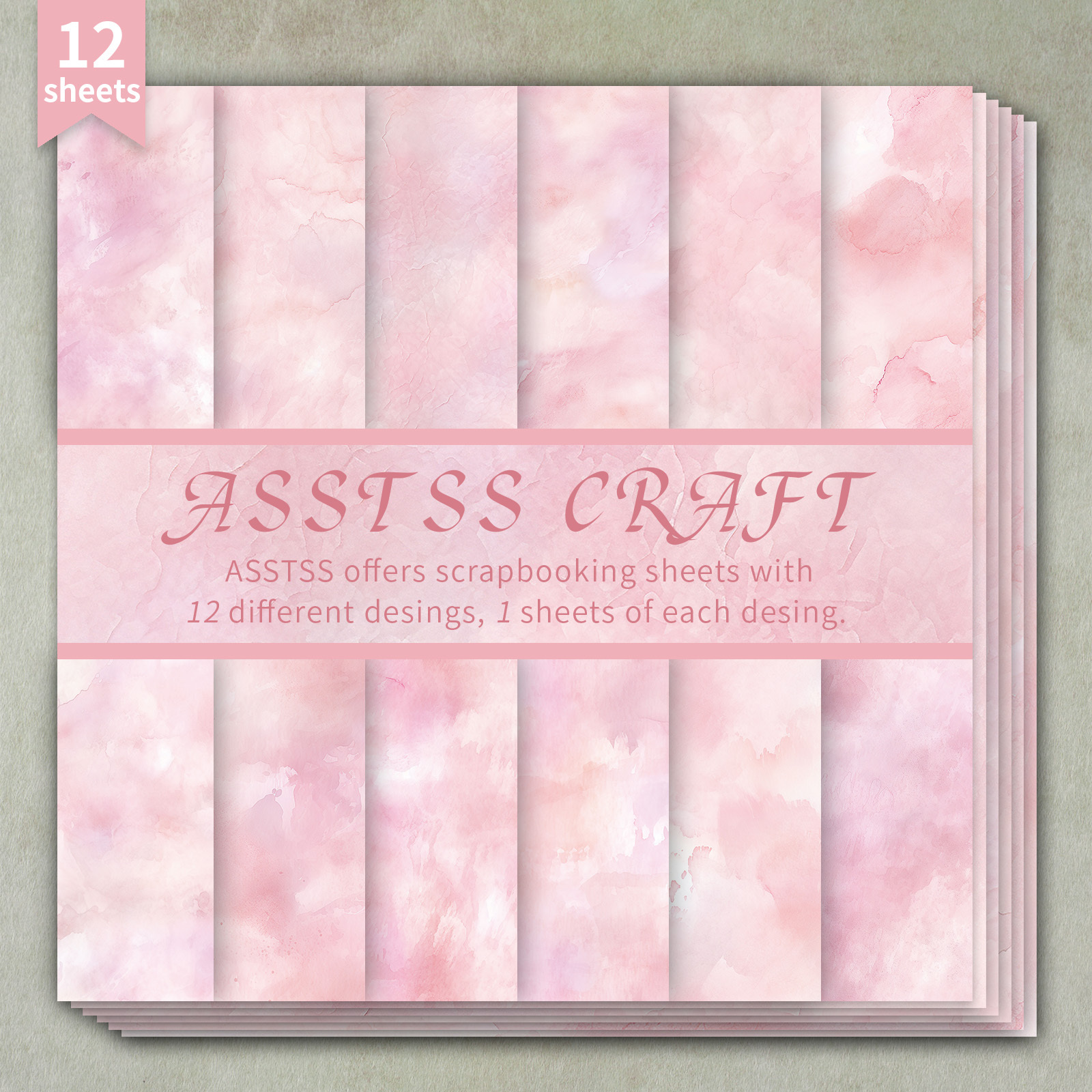 TEMU Bloc de papier de scrapbooking ASSTSS 12 feuilles 6*6 pouces, papier de support style à texture aquarelle aux roses, papier cartonné épais pour