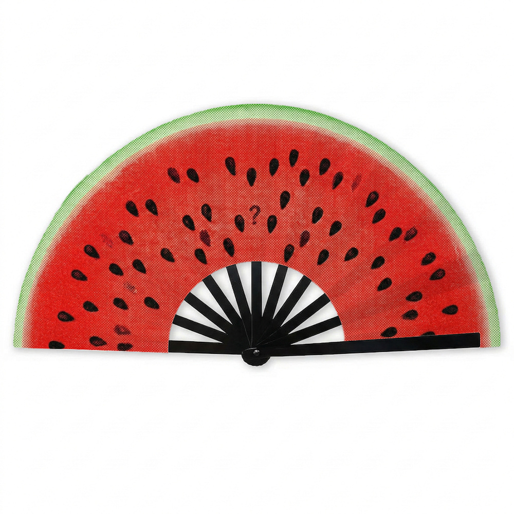 TEMU 1pc Watermelon Handheld Fan - Portable Cooling Blower Suitable For Parties, Weddings, Office & Outdoor Use, Minimalist Fruit Seed Pattern,