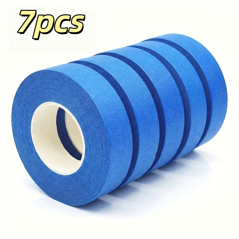 TEMU 7 Rolls Blue Craft Tape Suitable For Car Painting, No Residue Removable Adhesive Suitable For Wood, Walls, Floors, Furniture, Labeling,,