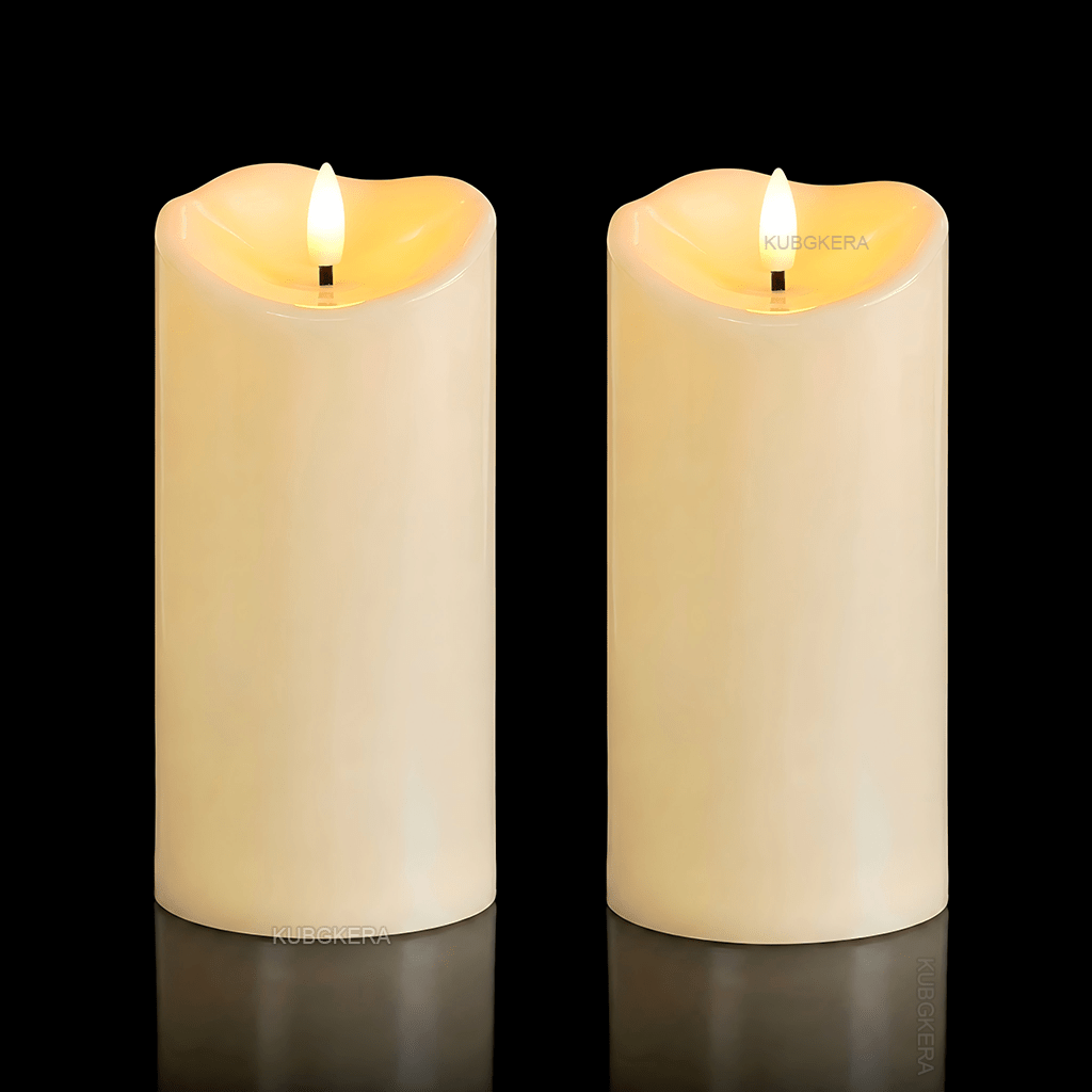 TEMU Lot de 2 bougies LED vacillantes flamme, bougies électroniques réalistes à piles, idéales pour décorations de Noël, Saint-Valentin, Halloween,