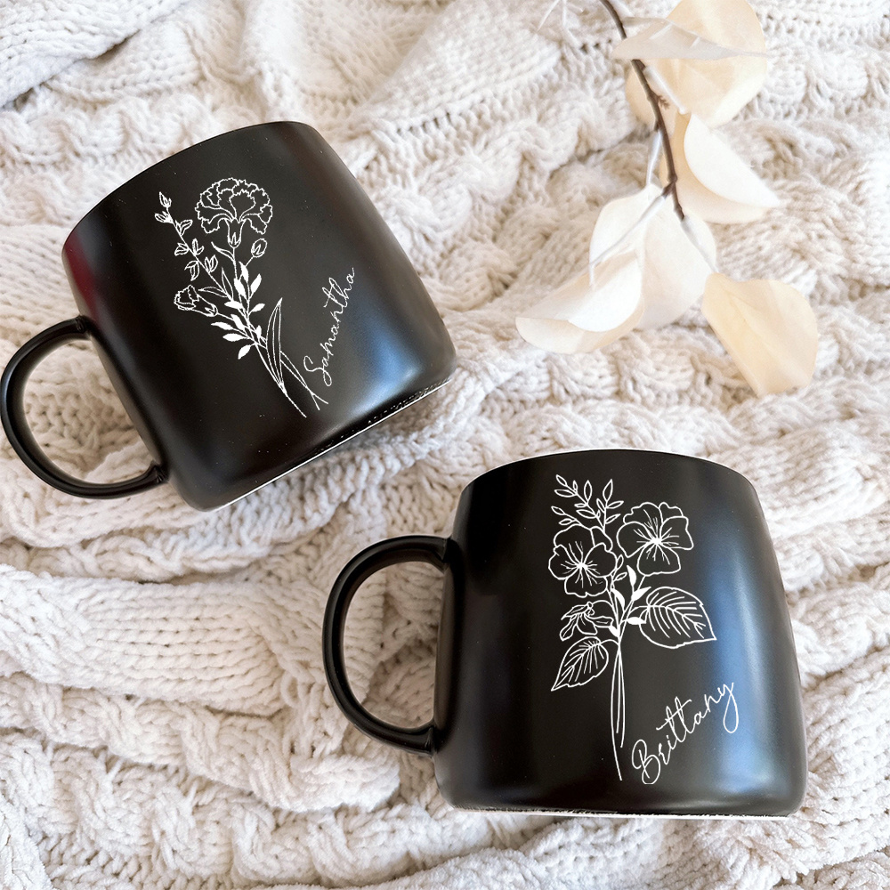 personalized coffee mug custom name birth flower mug 480ml - Temu