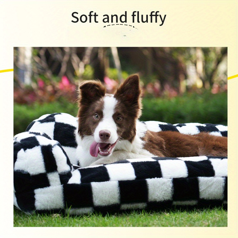 non slip washable dog bed plush sofa lounger with     soft polyester pet cushion for small medium large breeds indoor outdoor use easy   bed for   or gifting checkered pattern durable construction Product details 4