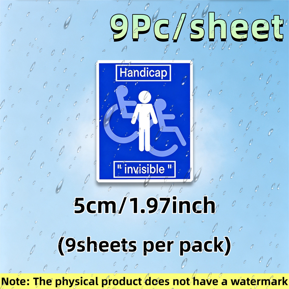 TEMU Autocollant 2D plat invisible pour handicap, 9 pièces/feuille "Autocollants en vinyle découpés/autocollants pour pour fenêtres, camions,