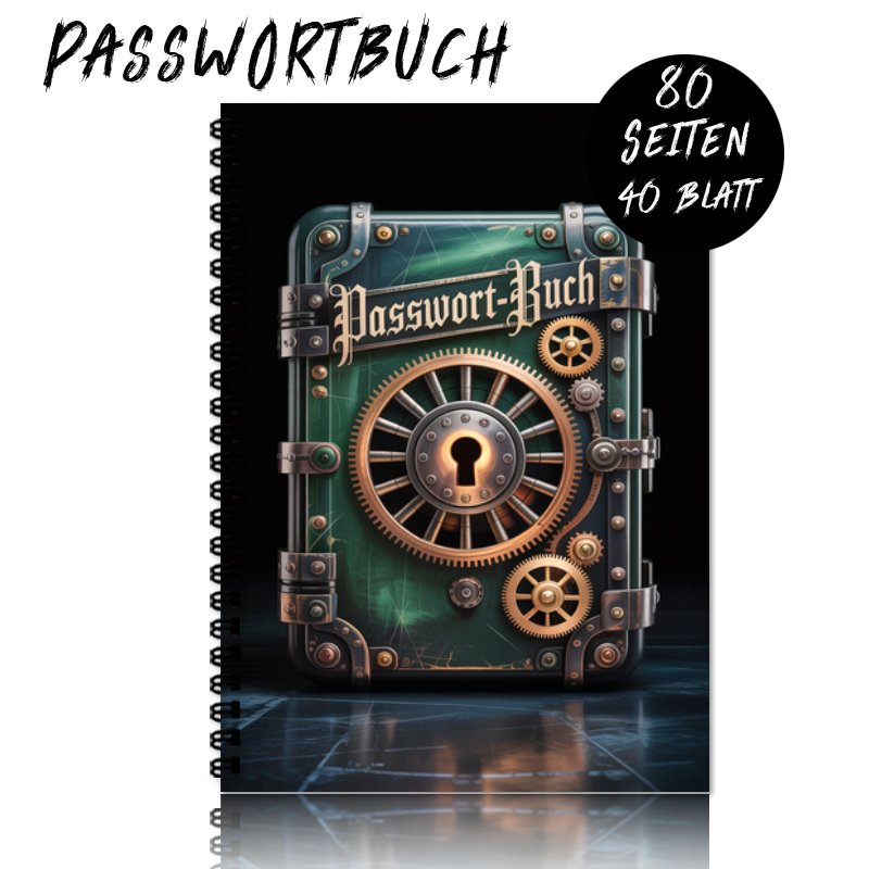 TEMU 1pc German Password Book With Personalization - Vintage Steampunk , A5 Matte Cover Notebook With Metal Rivet Binding & German Language For