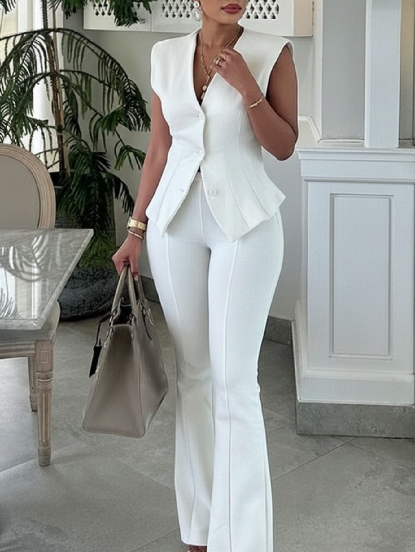 Womens Pants Two Piece Pants Set White White Pants Suit For Women Sold On  Temu United