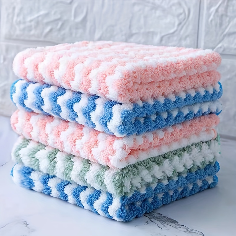 5pcs ultra soft microfiber dish cloths in vibrant   absorbent machine washable ideal for kitchen bathroom car window cleaning details 2