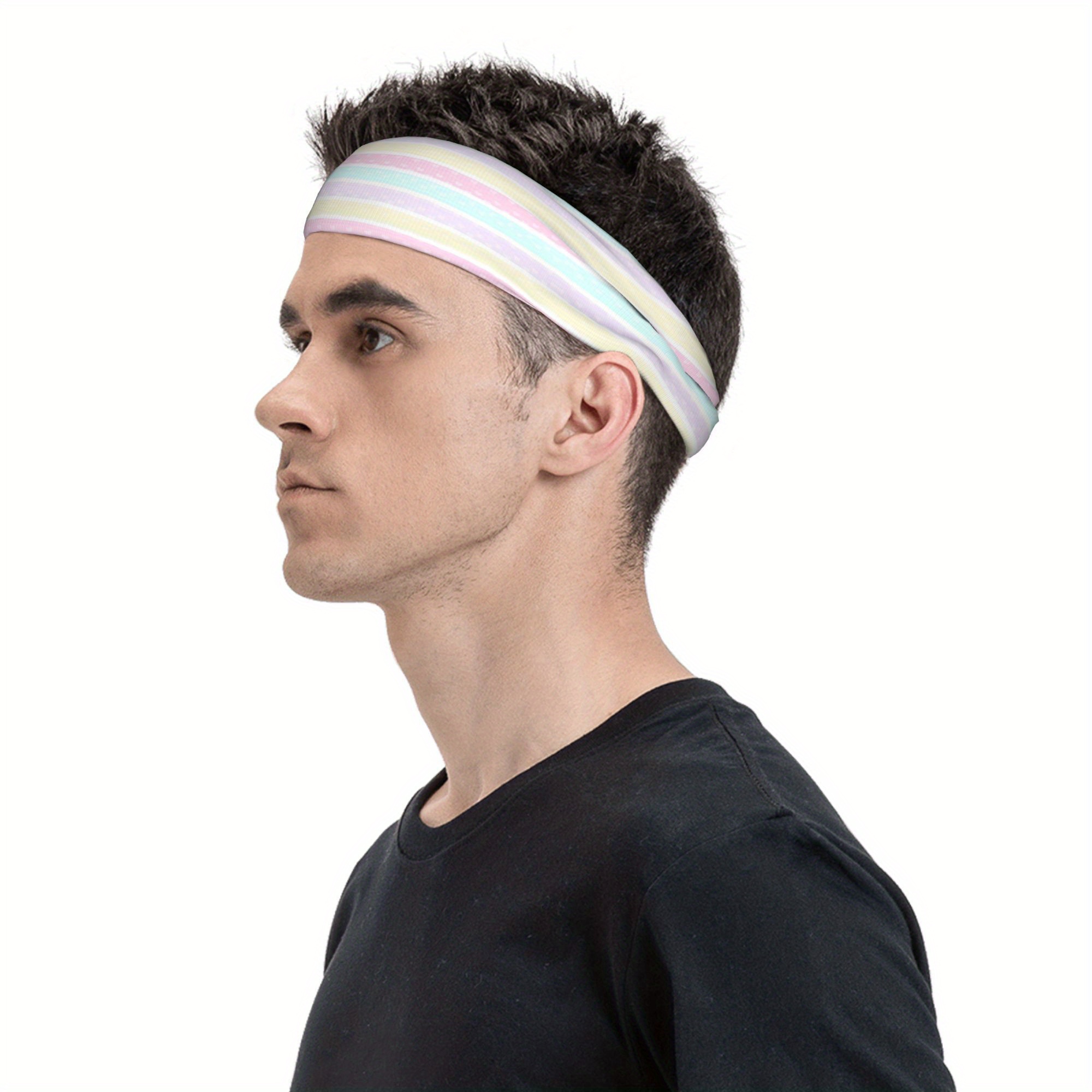Pastel Stripes Headband Soft Non Slip Hairband Mint Green Pink