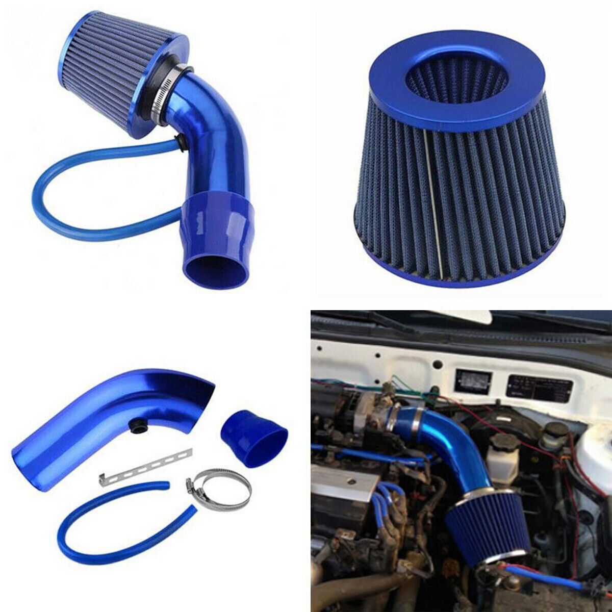 TEMU 3" Car Cold Air Intake Filter Aluminum Induction Kit Hose System