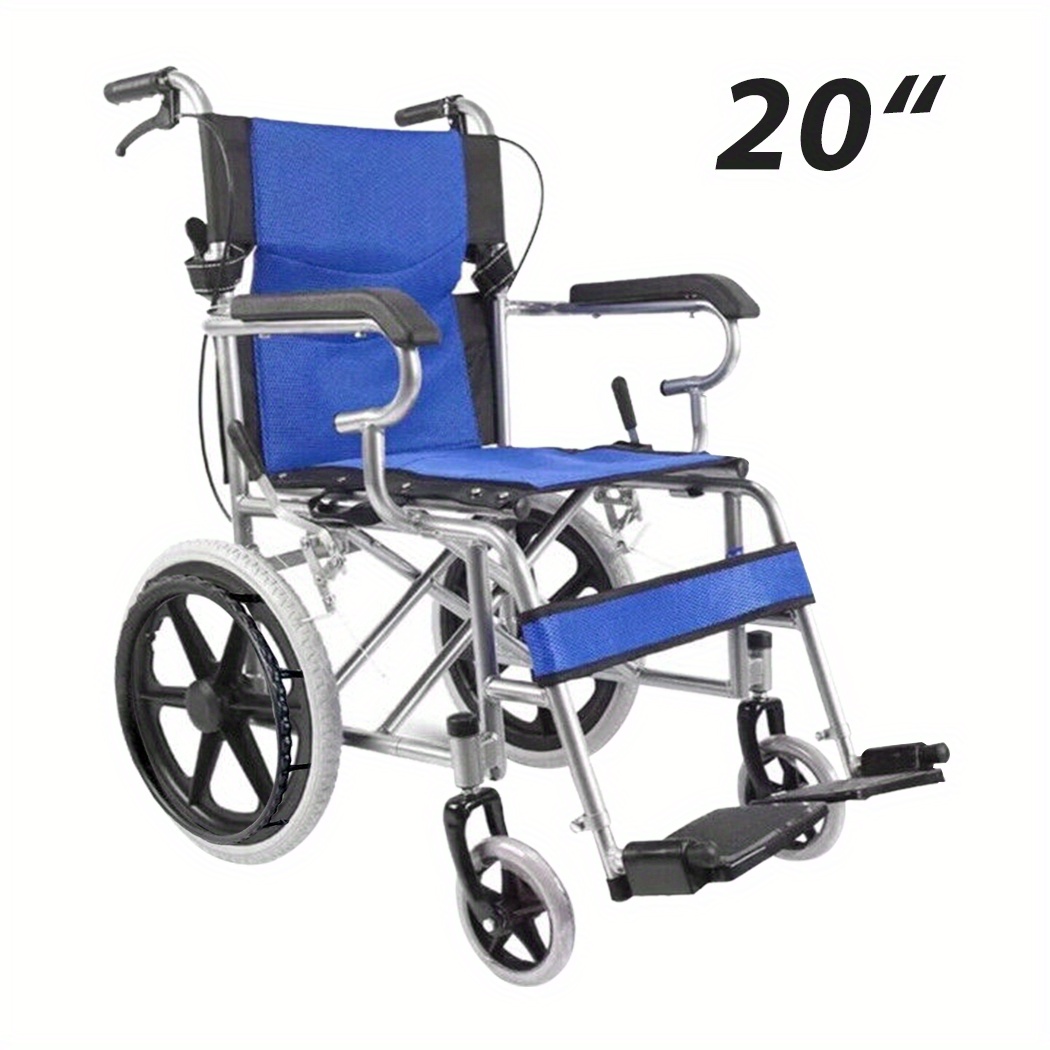 50.8cmLightweight Foldable Wheelchair, Comfortable Seat for Elderly and Disabled, Portable Design for Easy Transport