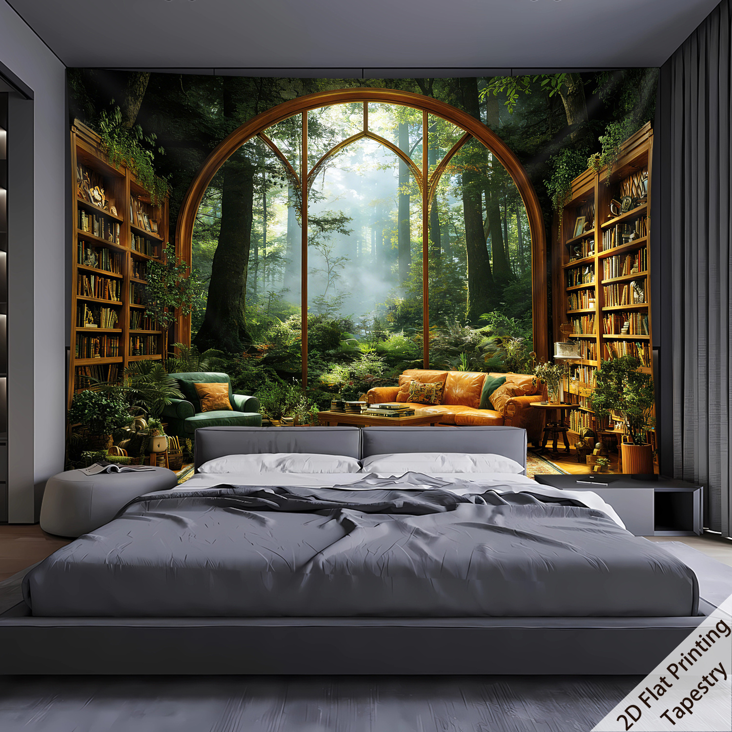 TEMU 2d Flat, 1pc Qd_vivios Large Wall Tapestry - Suitable For Bedroom & Decor, Horizontal Greenery Print With Hanging Clips, Hd Wall Hanging For