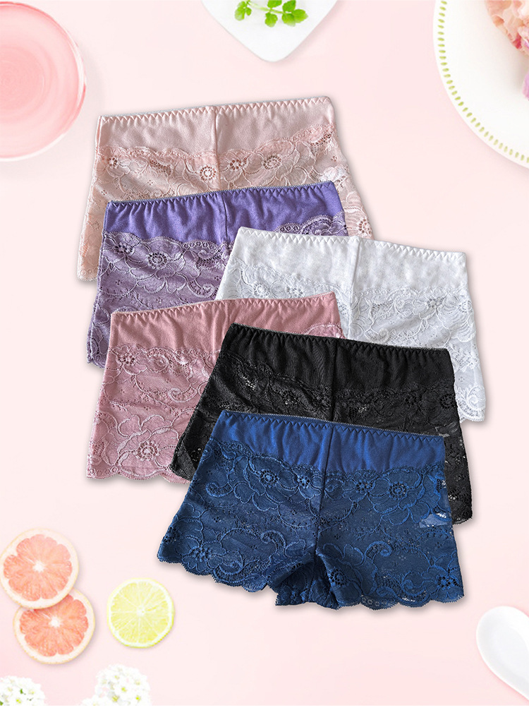 6-Pack New Lace Panties, Lace Boxer Briefs, Women'S Solid Color Panties, Assorted Colors, Breathable And Sweat-Absorbing, Dry And Comfortable Women'S Boxer Briefs, Underwear, Exuding a High-End Feel