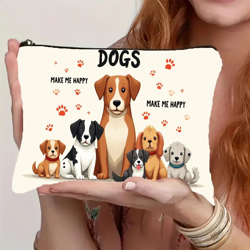 TEMU beauty case con design a cartone animato di un cane con cerniera, per i viaggi. � , portatile e resistente, il che lo rende un organizer per il