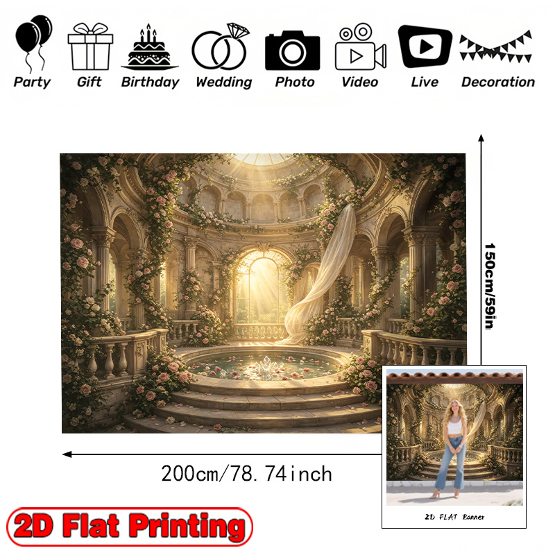 Golden Column Palace Hall Decor Theme Backdrop