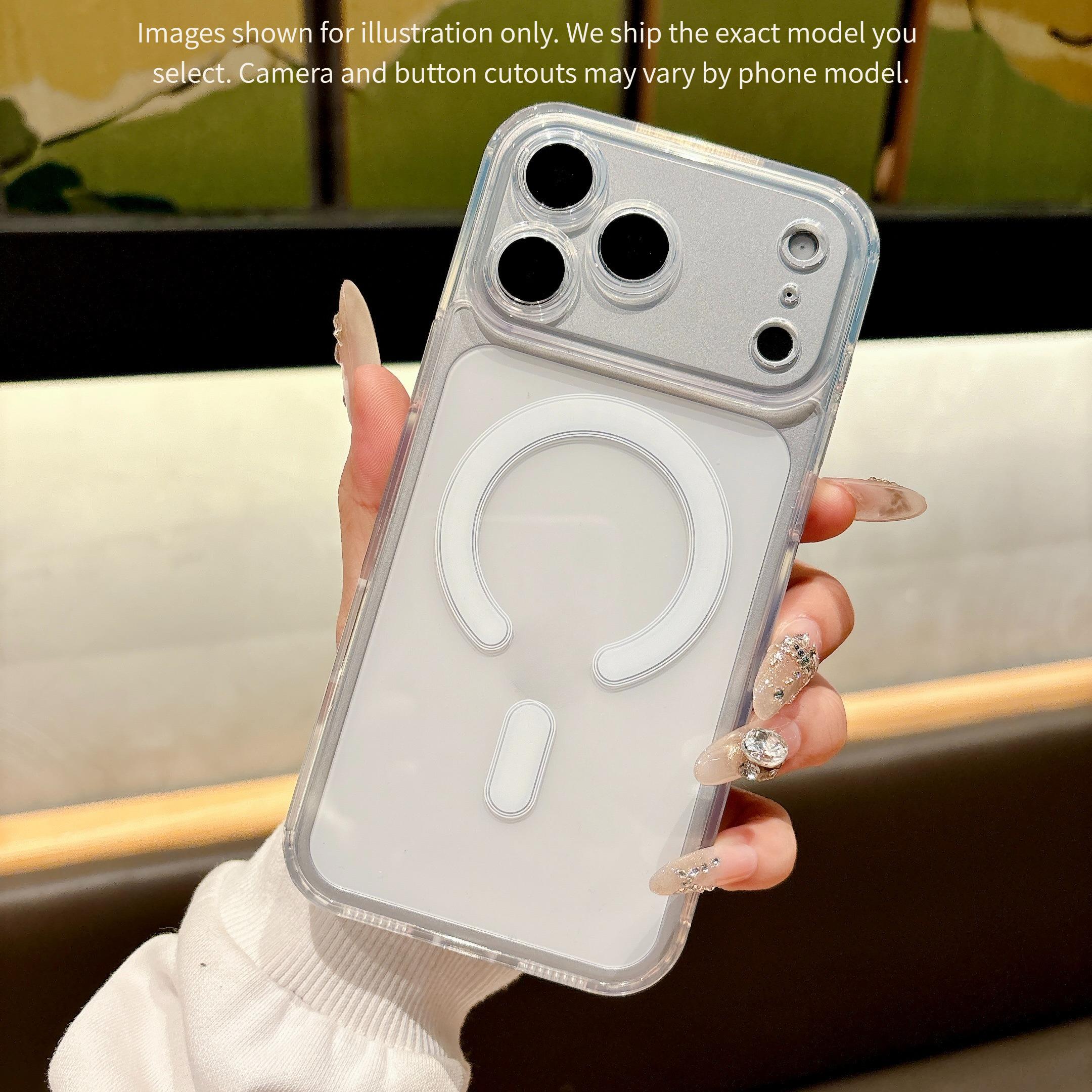TEMU Phone Case - Clear Acrylic Magnetic Phone Case For Iphone 11/12/13/14/15/16/17 Pro Max, Full Coverage Shockproof Slim Protective Cover