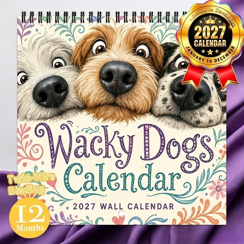 TEMU Calendario de pared 2027, Calendario de pared de perros 2027, Planificador mensual de , Calendario colgante en de alambre con bloques grandes