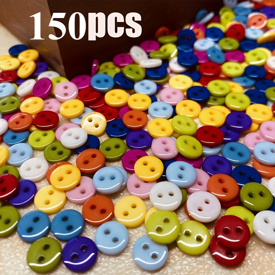 Image of 150 -mixing Resin Buttons With 2 Holes, 9mm-very Suitable For Sewing And Hand-making, Buttons And Christmas Holiday Patterns-color Mixing, Decorations.