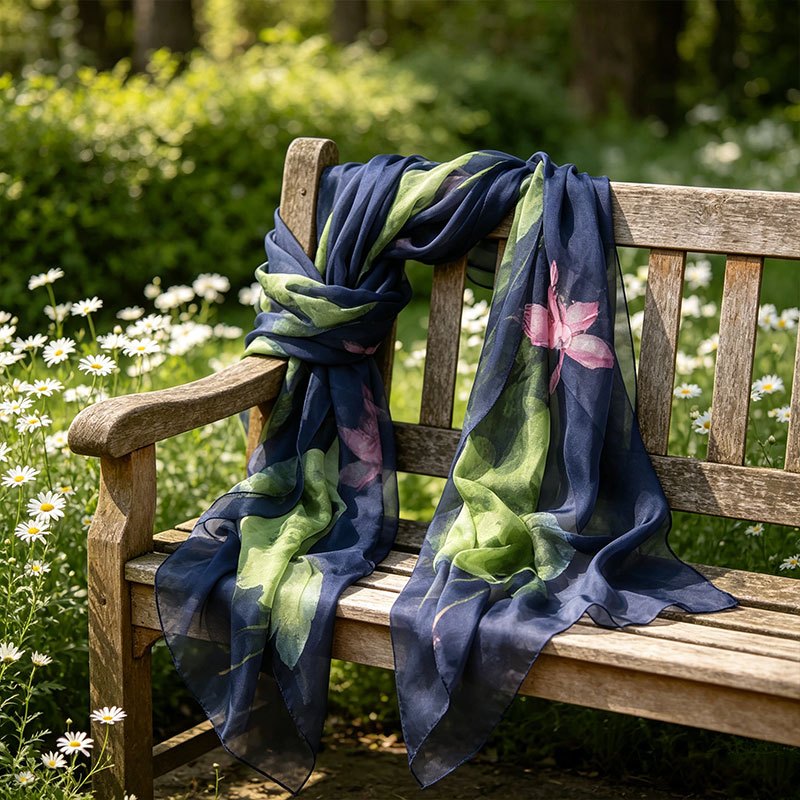 TEMU 100% Silk Shawl Scarf - Lightweight Breathable Suitable For Travel & Beach, Elegant Suitable For Commuting Shawl Wrap, Soft Non-elastic Suitable