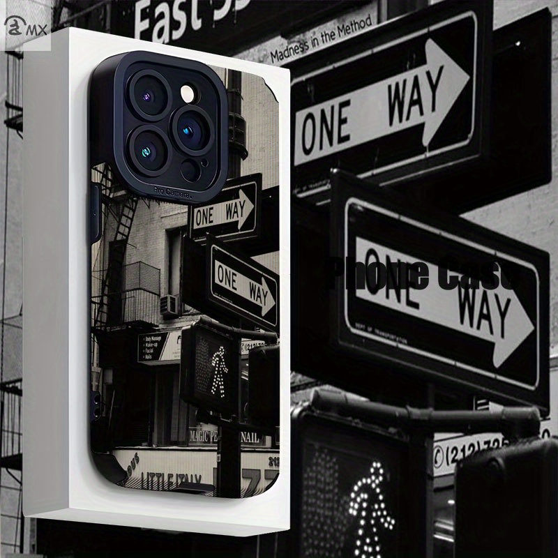 TEMU Phone Case: Street Black And White Artificial Leather Phone Case Compatible With Iphone 16, 16 Plus, 16 Pro, 16 Pro Max, 15, 15 Plus, 15 Pro, 15