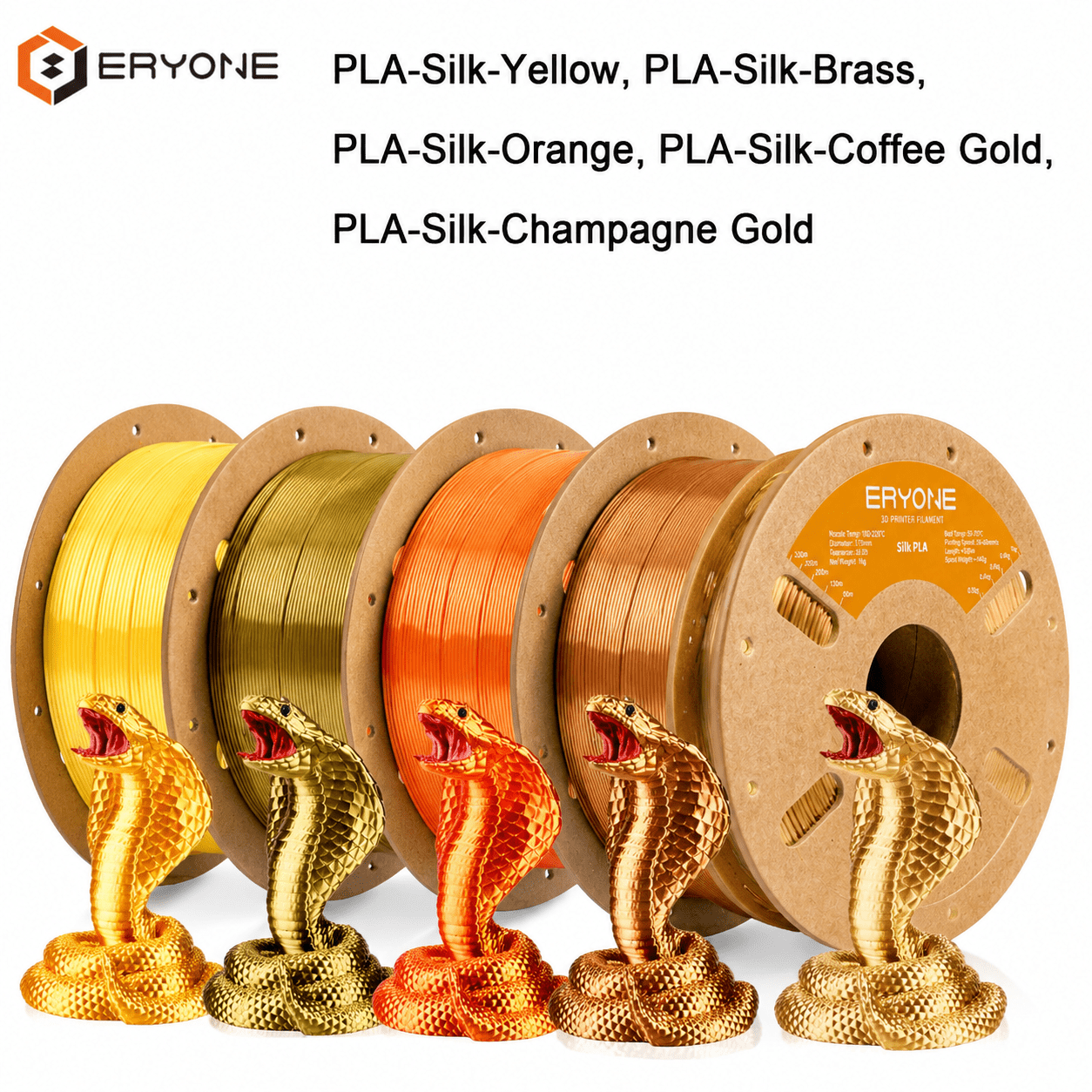Image of Eryone Pla- Set 3d Printing Supplies Filament For 3d Printer, 5 Rolls (5kg Total), 1.75mm +/-0.03mm Tolerance, Smooth Feeding