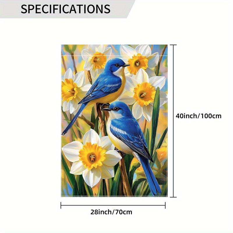 TEMU 1 pièce Drapeau de Jardin Printemps Bluebird_4 (1) - 28x40 pouces décoration de jardin double face, décoration pour maison, cour, extérieur,
