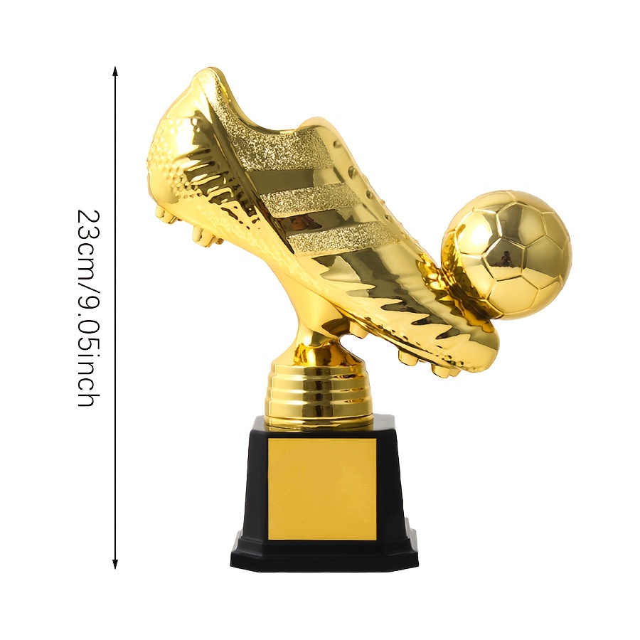 Top pick2D Flat, 2D Flat Golden Soccer Trophy - Football Club Trophy with Soccer Ball Design, Durable Plastic Desktop Decoration, Suitable for Home, Office, Sports Events - Gift for Soccer Fans, Players, Coaches, High-Quality Metallic Gloss EffectOpen in new tab.