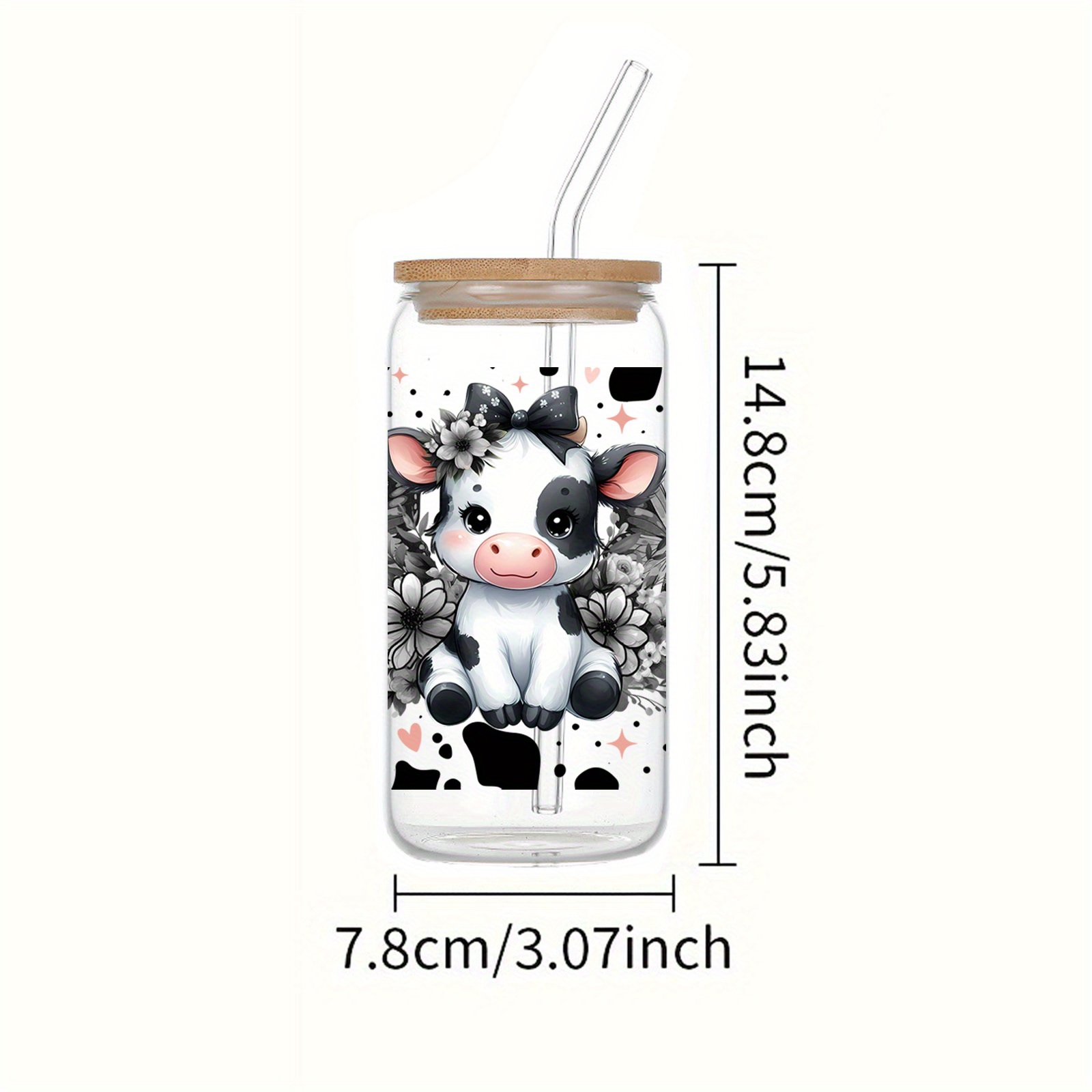 1 X 16oz Beer Glass Can, Soda With Vein Highland Cow Pattern, Glass Can Cup With Lid And Straw, Water Cup/'s Day/easter/graduation Season/teacher's Day/back-to-//mother's