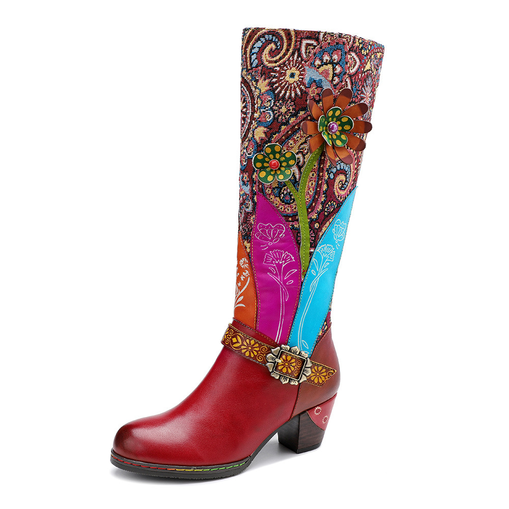 Womens Genuine Genuine Faux Leather Knee High Boots Round