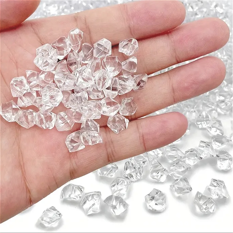TEMU 177pcs, Small Fake For Vase Fillers, Transparent Acrylic Ice Cubes, Acrylic Fake For Home Decor, Anniversary, Birthday Party, Wedding
