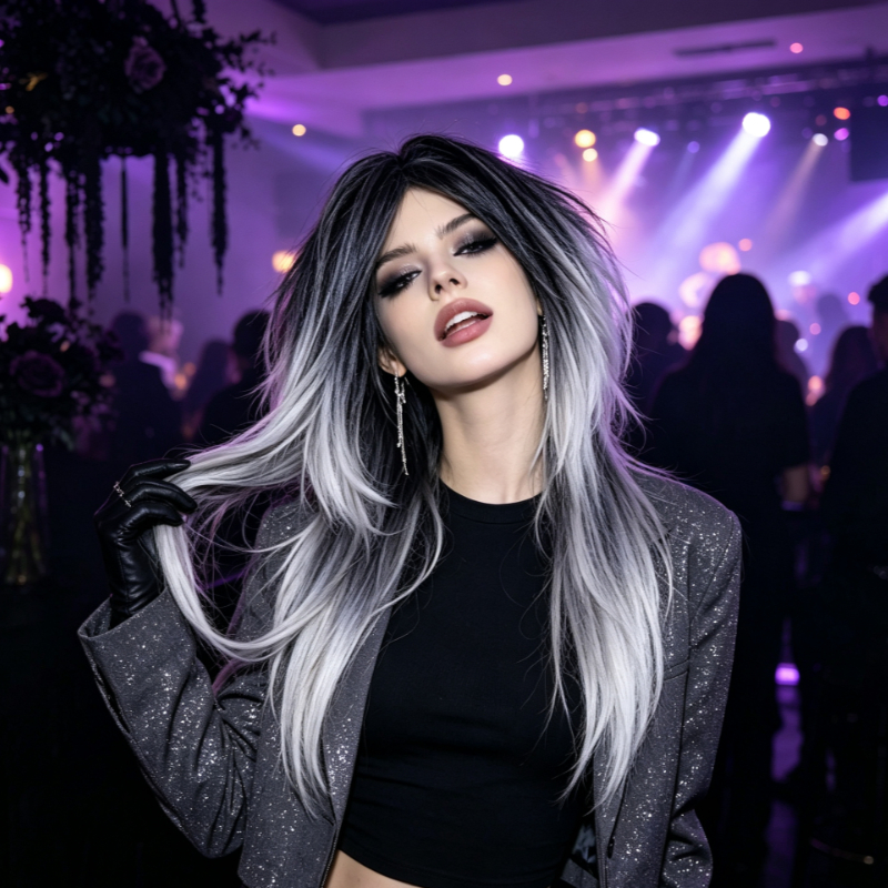 TEMU Perruque de fête pour femme de style gothique , perruque de costume d'Halloween, châle pour femme avec cheveux ondulés et bouclés, convient pour