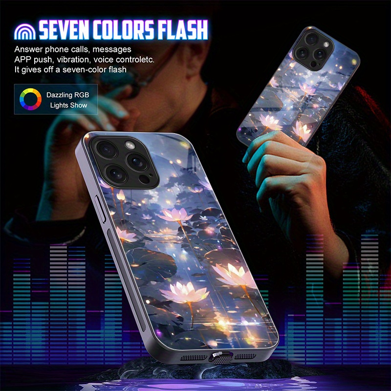 phone case lotus pond moonlight colorful luminous smart - Temu Oman