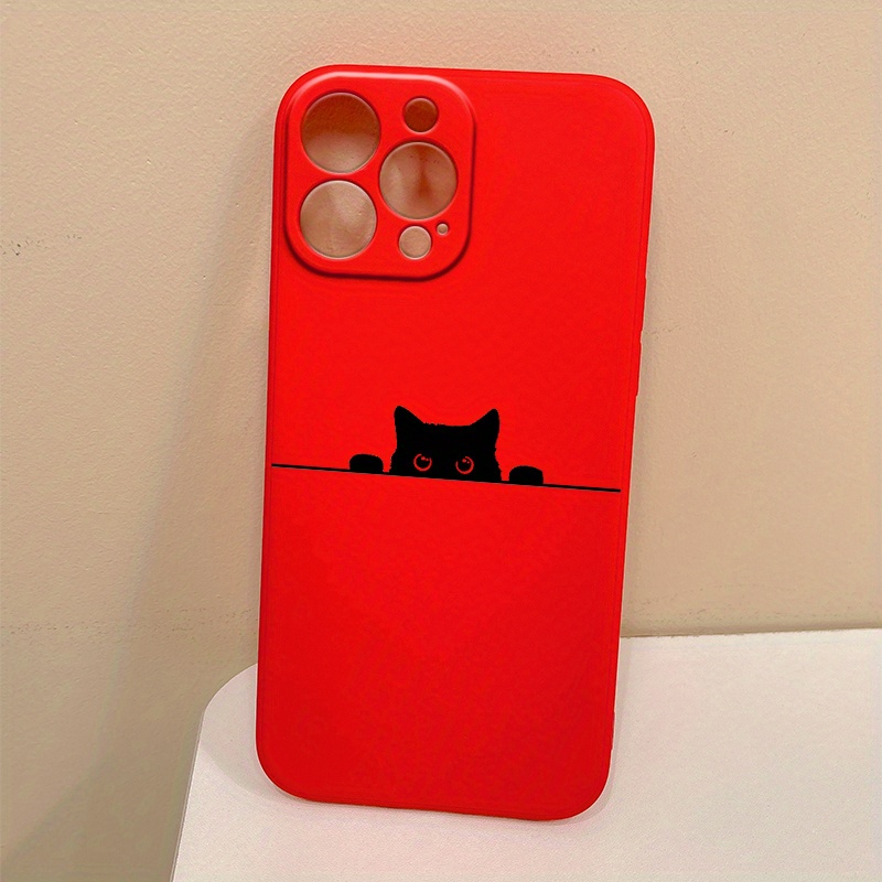 TEMU Phone Case: Creative New Product Black Cat Pattern Phone Case For Iphone 16 15 14 13 12 Pro Max Xs Xr 7 8 Se2 Se3 Zm1 Fashion Protective Case