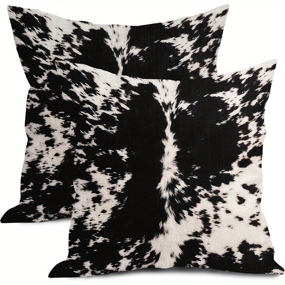 TEMU 2pcs Black And Spot Decorative Square Pillow Covers - 18x18 Inch Envelope Closure, 100% Polyester, Contemporary Style For Sofa Living Room