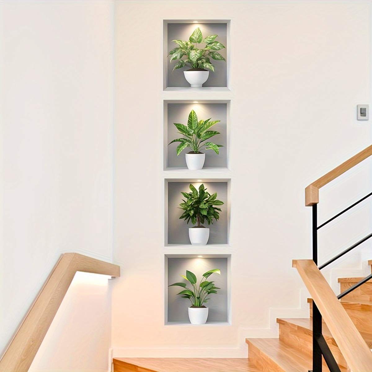 4pcs modern green planter wall decals   stick pvc stickers contemporary home office decor for living room   nature   indoor wall decor contemporary design easy application wall decor