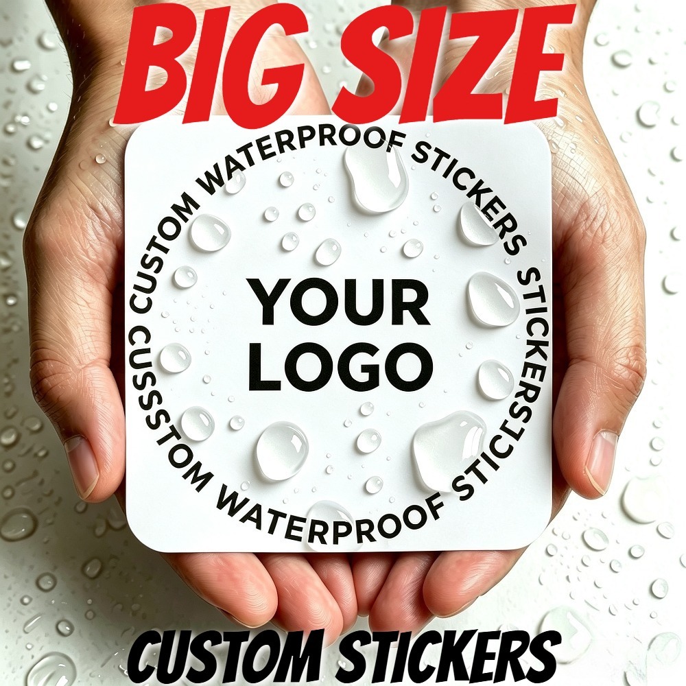 TEMU Large Size Custom Sticker Labels, Large Square Personalized Stickers, Customizable Logo, Waterproof Stickers, Fade-resistant, Glossy Lamination,