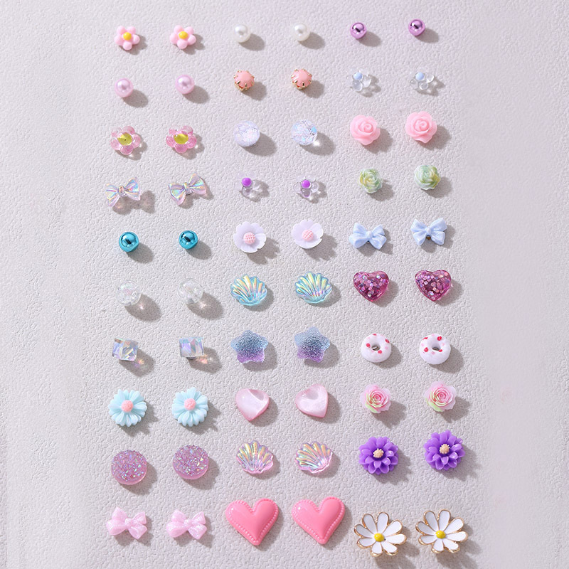 TEMU 30 Paires de Boucles d'Oreilles Mignones et Adorables avec Cœur, Fleur et Nœud, Bijoux Faciles et Polyvalents pour Femmes, Mode, Idées Cadeaux