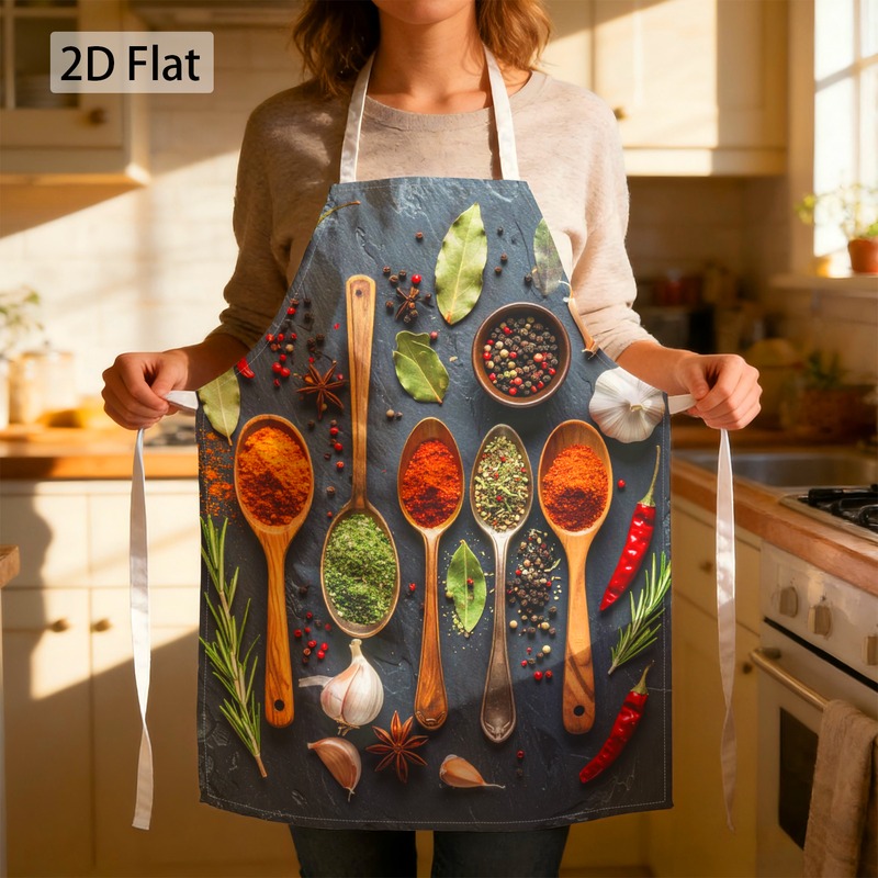 TEMU 1pc Spice& Graphic Chef Apron Print 27 X 22 Inch(68 X 55cm) Unisex Apron Lightweight Durable Easy Clean For Home Kitchen Chef