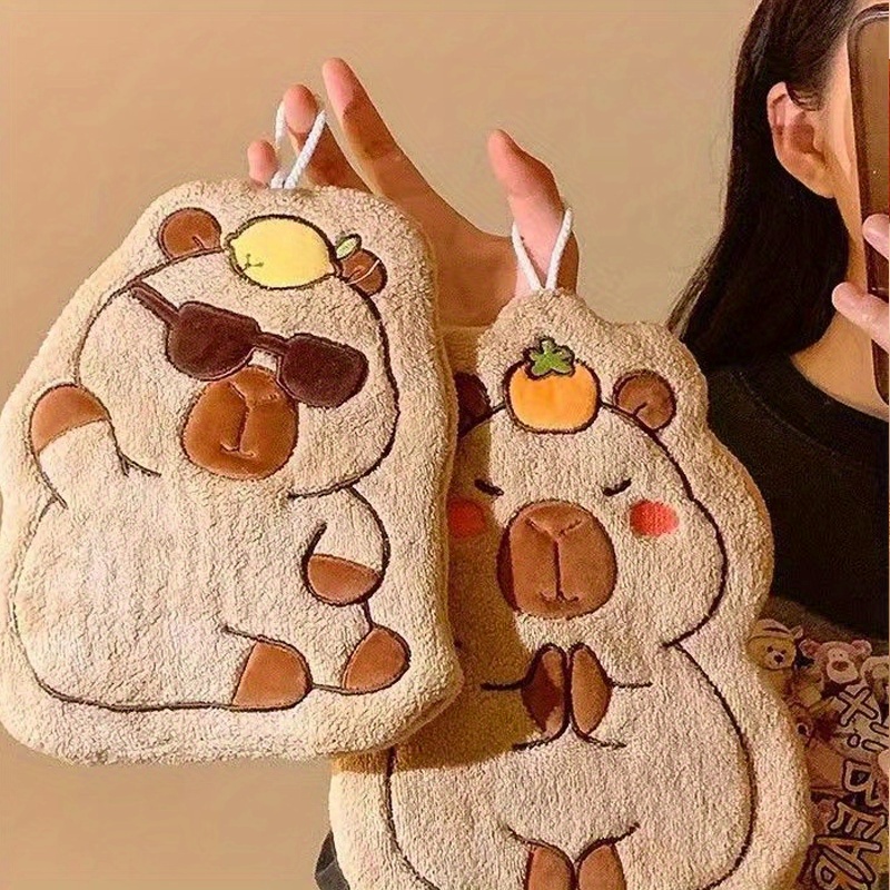 2 pack cute cartoon themed absorbent hand towels multi use kitchen bathroom towel set no electricity or battery needed living room bedroom hand drying cloth details 0