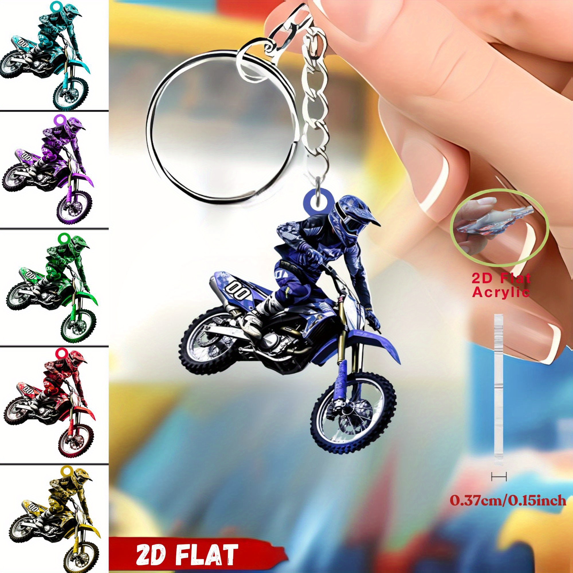 TEMU 2d Flat, 2d Flat Motorcycle Racer Keychain, Suitable For Car Keys, Backpack Decoration, Office Hanging Ornament, Party Gifts, Mobile Phone