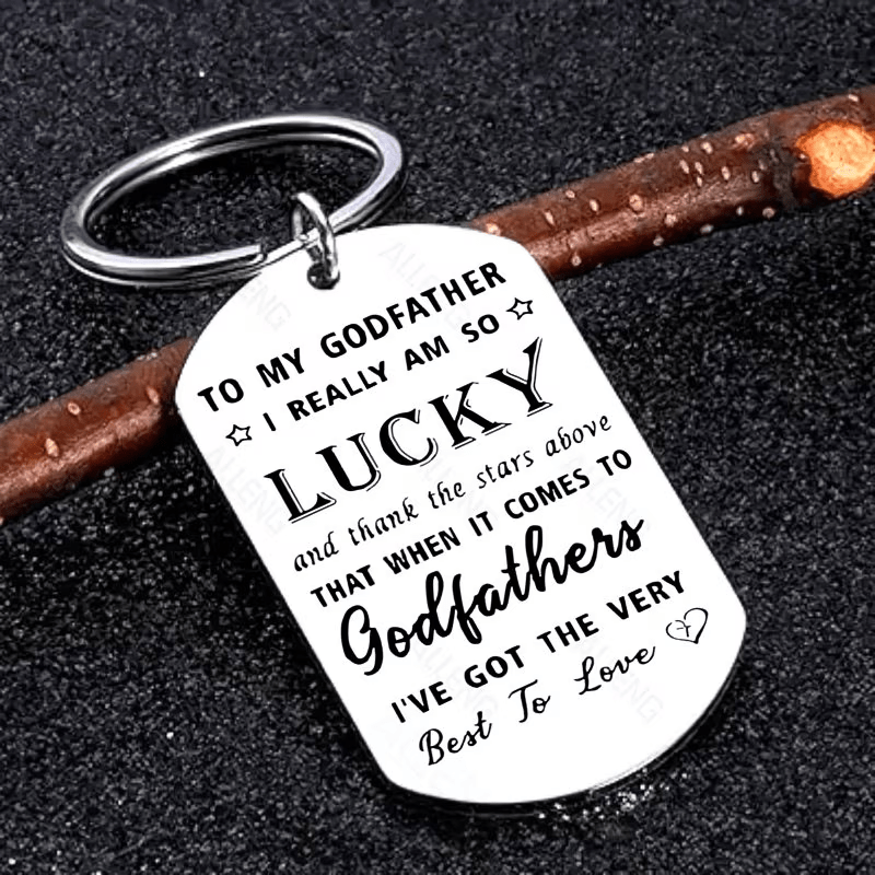 TEMU A Stainless Steel Keychain - A Commemorative Gift Designed For The Best , Father's Day, Godson Gratitude, Durable Keychain For Men And Women