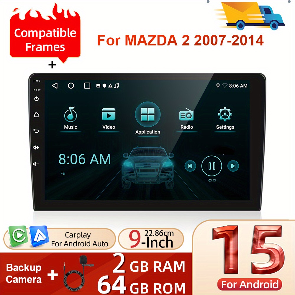 [2g+64g] 15 For 2 2007-2014 (frame Included) Double Din Car Stereo With Auto, Podofo 9-inch Touch Screen 2 Din Car Radio With , Gps Navigation Wifi/fm/rds Usb/swc And Backup Camera + Mic