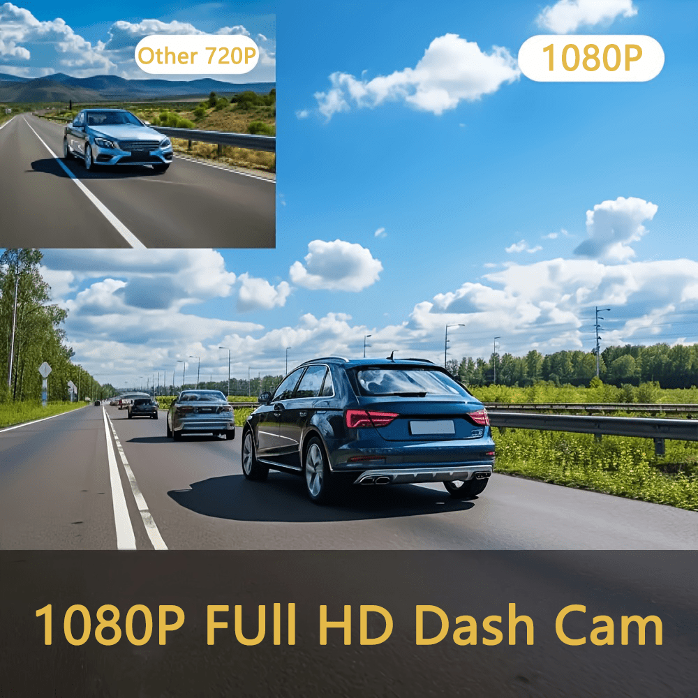 Cámara de Coche TOTNG Delantera y Trasera con Soporte de Ventosa, Cámara DVR 1080P Delantera y 720P Trasera, Visión Nocturna, Ángulo Amplio de 170°, Sensor G, Grabación en Bucle, Monitor de Estacionamiento, Adecuada para Todos los Vehículos, para Coches, Camiones, Motocicletas