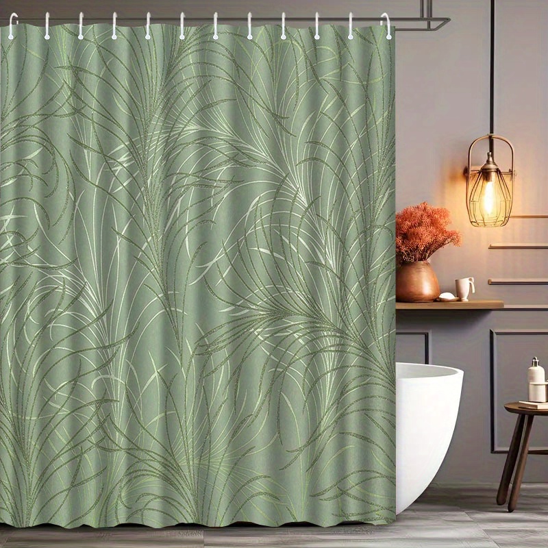 TEMU 1pc A Stylish Patterned Shower Curtain With Hooks, Washable For Water Use, Serves As A Bath Divider, And Is A Bathroom Accessory For Home Decor