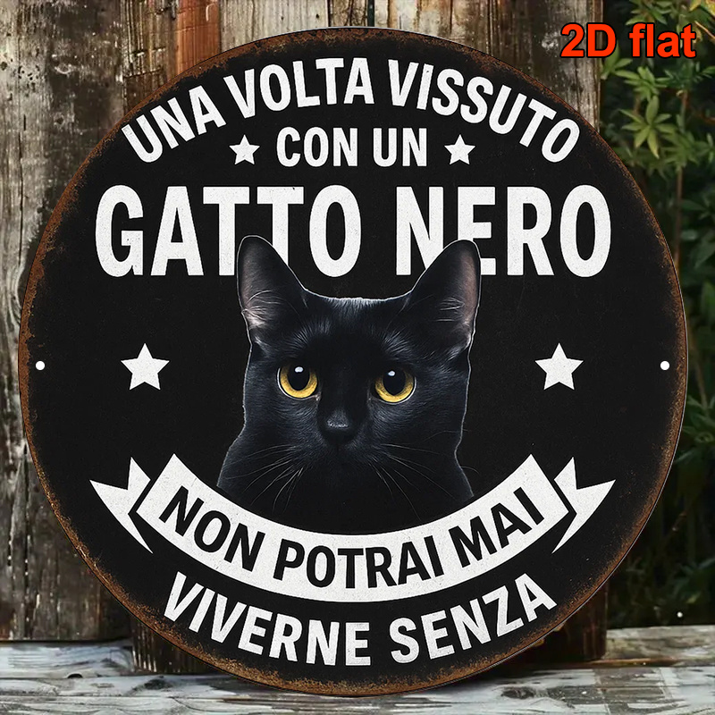TEMU Targa Italiana 2D, 20.32X20.32 cm con Placca Retro "", Piatto Decorativo Vintage a Tema Gatto per Caff癡, Negozi di Animali Domestici, , Bar,
